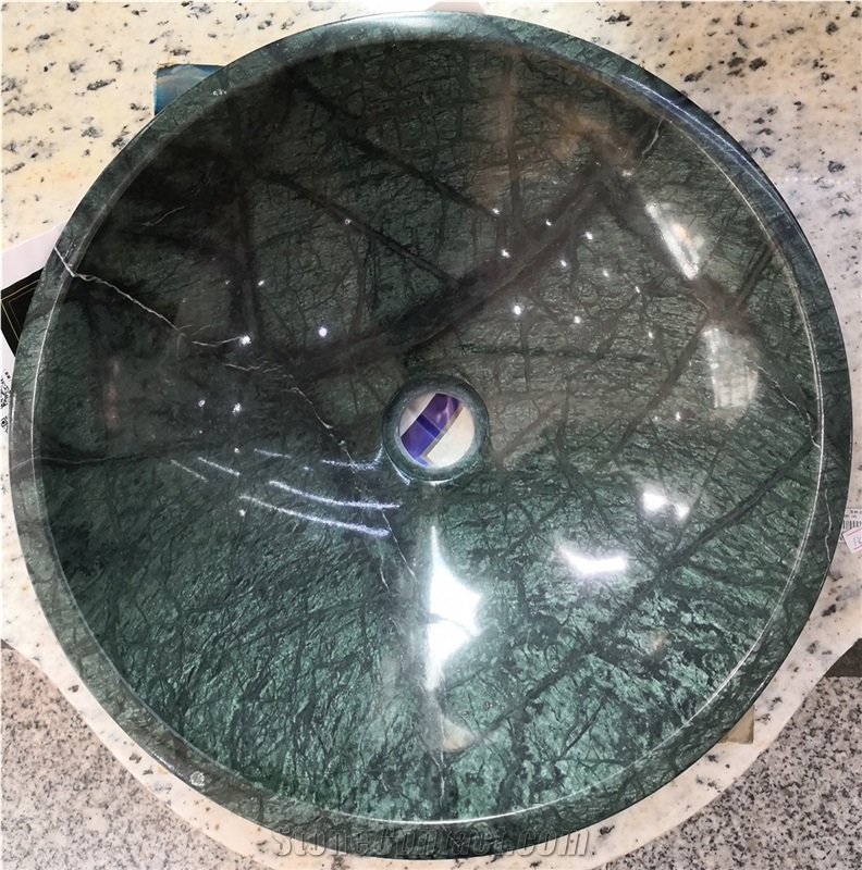 Round India Atlantic Green Marble Vessel Sinks