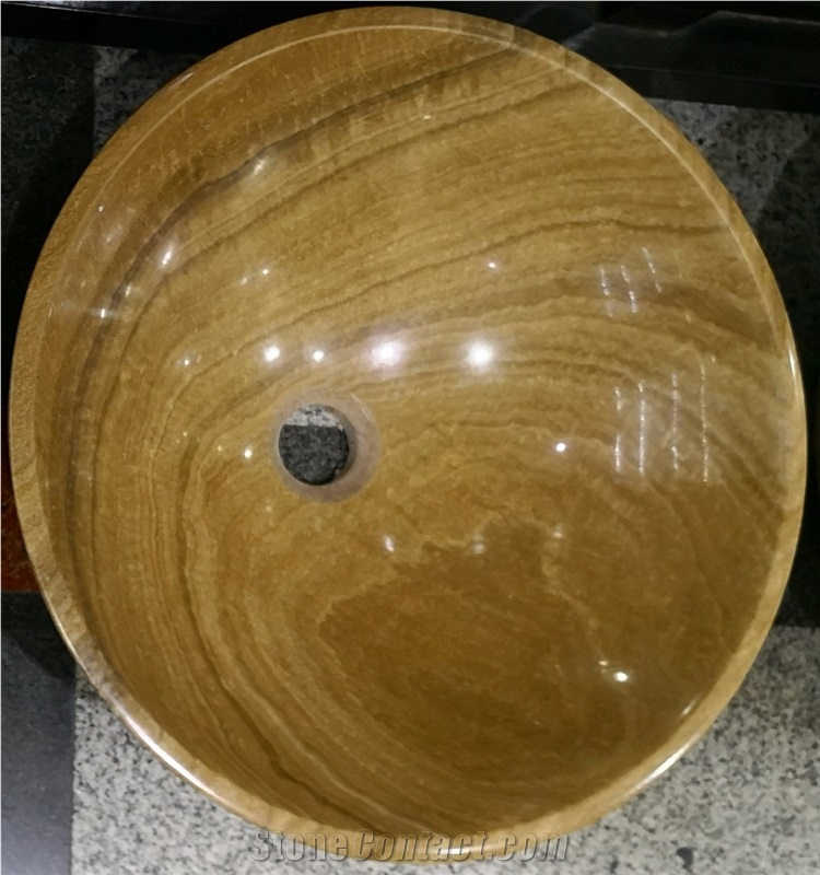 Round Silver Portoro Marble Bathroom Vessel Sinks
