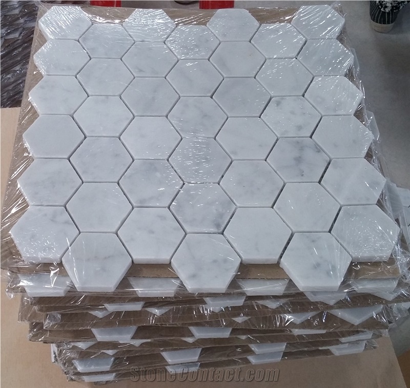 White Carrara Marble Round Mosaic Tile Price