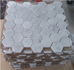 White Carrara Marble Round Mosaic Tile Price
