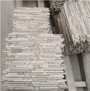 White Wooden Marble Fan Shaped Fish Scale Mosaic