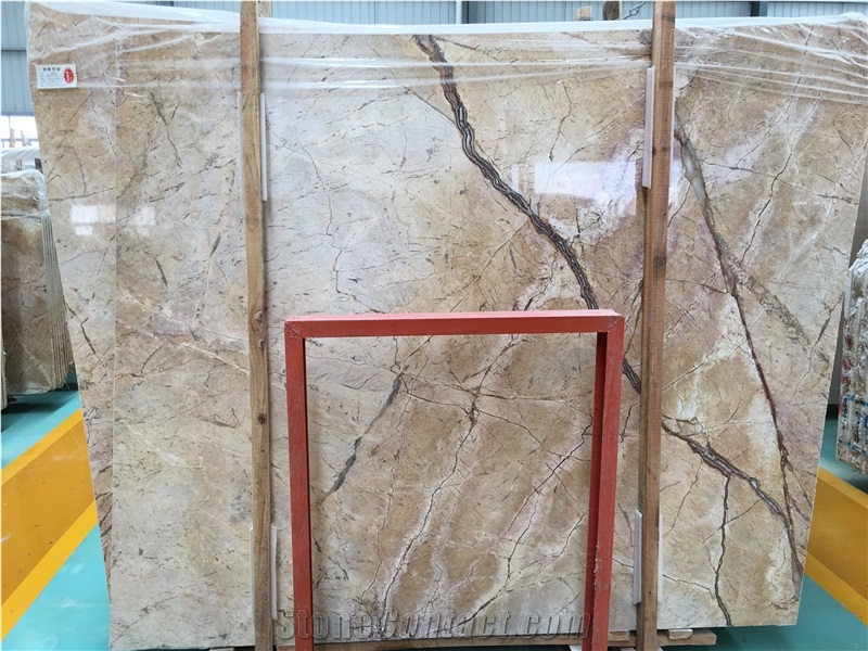 Whosale Feather Golden Spider Marble Slabs Price