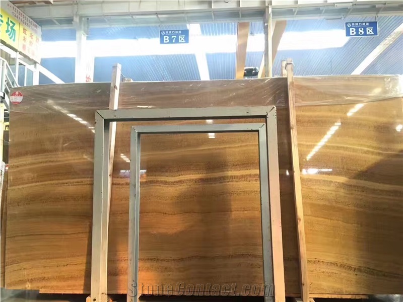 Wooden Yellow Marble Slabs & Walling Flooring Tile