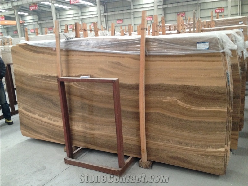Wooden Yellow Marble Slabs & Walling Flooring Tile