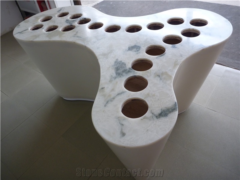 Faux Alabaster Panel Translucent Stone Table