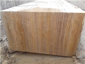 Lemon Travertine Block, Iran Yellow Travertine