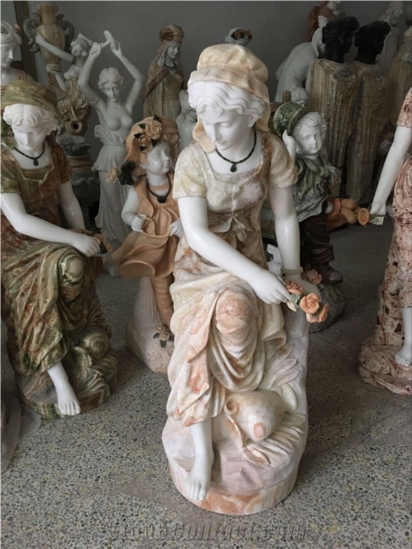 Beautiful Hand Carved Colorful Statues
