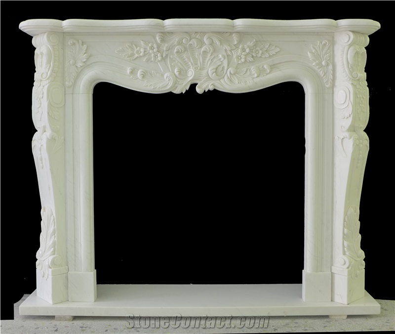 Beautiful Hand Carved Indoor Fireplace Mantel