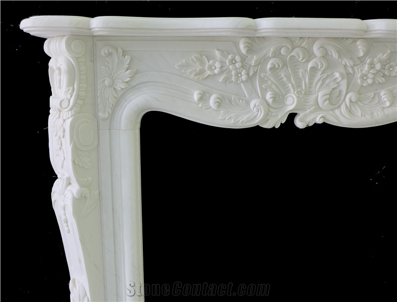 Beautiful Hand Carved Indoor Fireplace Mantel
