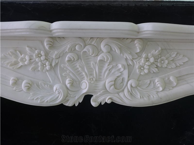 Beautiful Hand Carved Indoor Fireplace Mantel