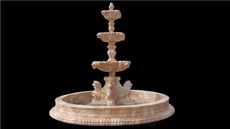 Beautiful Hand Carved Outdoor Lion Fountain