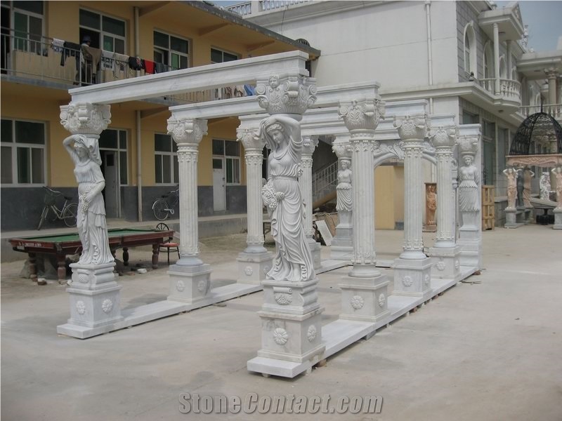 Beautiful White Mabrle Sculpture Gazebo