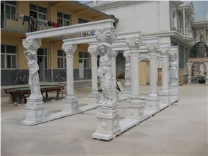 Beautiful White Mabrle Sculpture Gazebo