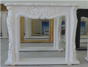 French Style White Marble Fireplace Mantel