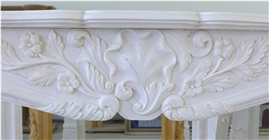 French Style White Marble Fireplace Mantel