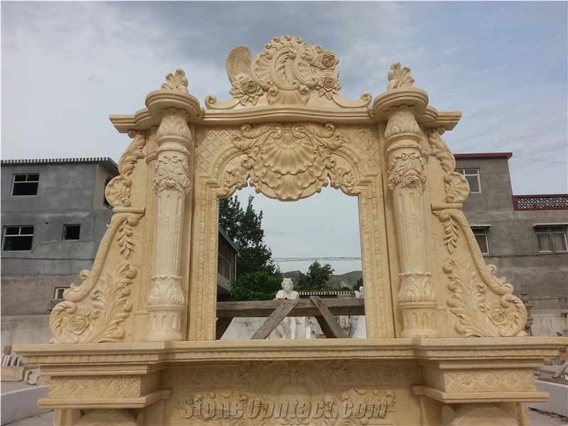 Large Outdoor Lion Fireplace Mantel