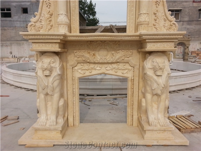 Large Outdoor Lion Fireplace Mantel