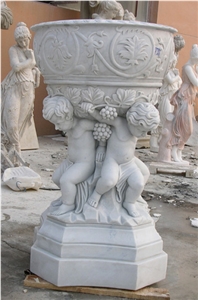 Nice Hand Carved Garden Stone Figure Flower Pots