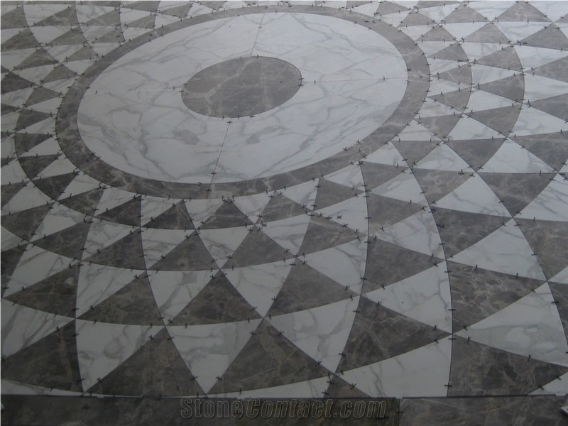 Waterjet Cut Inlay Stone Floor Medallion