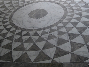 Waterjet Cut Inlay Stone Floor Medallion