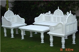 Makrana White Marble Sofa Set