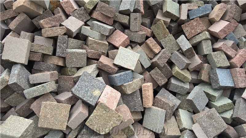 Porphyry Flamed Setts ,Porfido Trentino Cubes Surface Flamed
