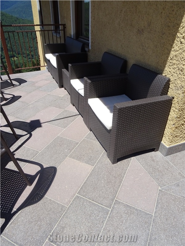 Porphyry Gardena Tiles Flamed Surface