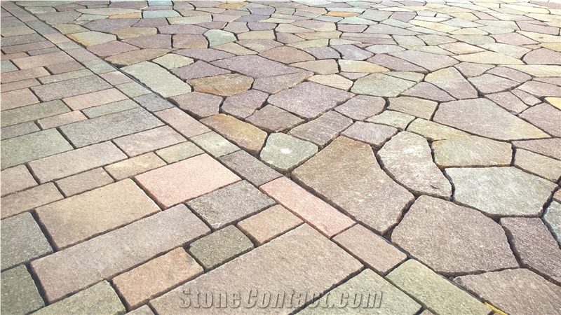 Porphyry Irregular Slabs, Crazy Paving, Porfido Di Val Di Cembra Palladiana