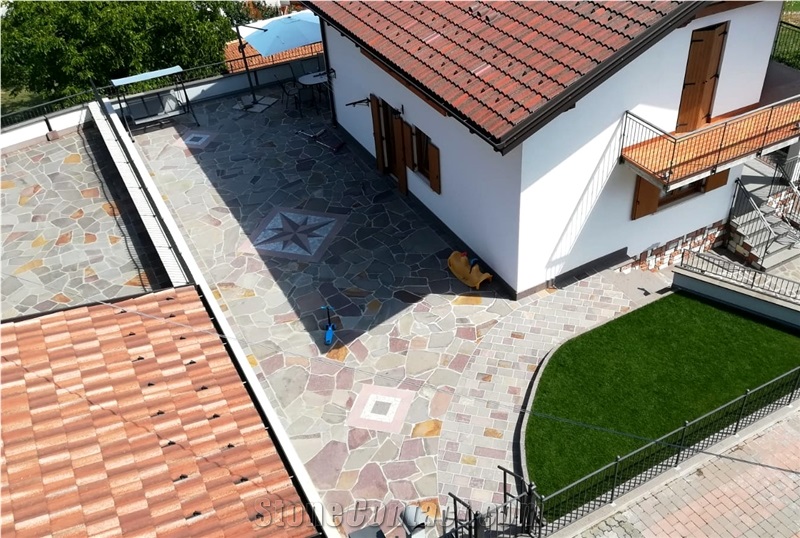 Porphyry Irregular Slabs, Crazy Paving, Porfido Di Val Di Cembra Palladiana