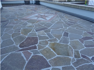 Porphyry Irregular Slabs, Crazy Paving, Porfido Di Val Di Cembra Palladiana