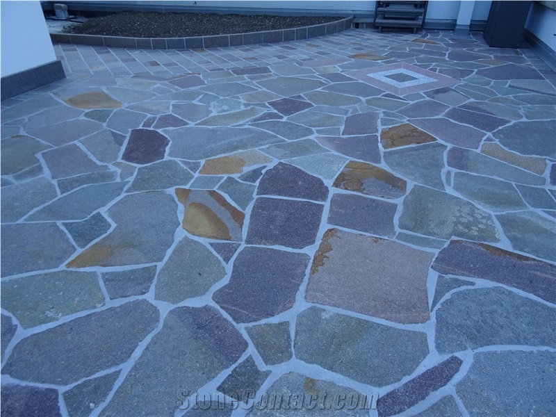 Porphyry Irregular Slabs, Crazy Paving, Porfido Di Val Di Cembra Palladiana