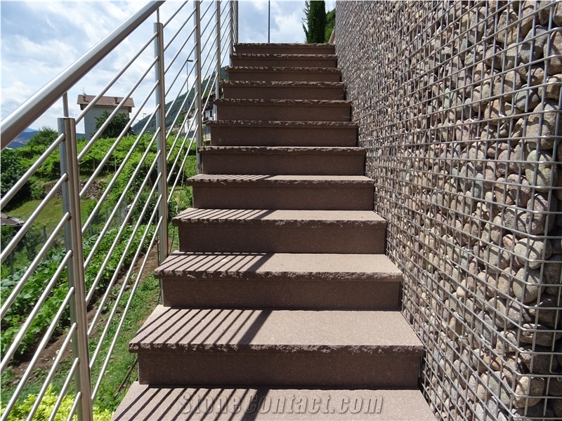 Porphyry Stair Treads, Porfido Gardena Steps