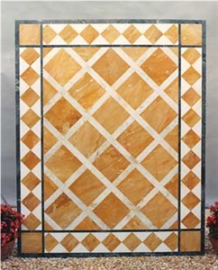 Broccatello,Portoro,Bianco Di Siena,Giallo Siena-Giallo Avorio, ,Bianco Carrara Waterjet Floor Medallions