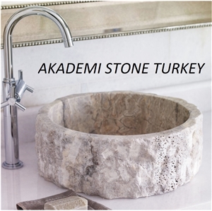 Silver Travertine Tumbled Natural Stone Sinks