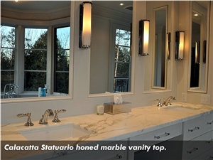 Calacatta Statuario Honed Marble Vanity Top