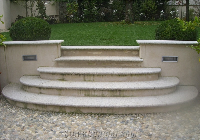 Bianco Montorfano Stairs Flamed Finish, 50mm Thick