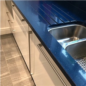 Square Edge Starlight Sapphire Quartz Kitchen Countertop Private Residence Carmarthenshire Square Edge Starlight Sapphire Quartz Kitchen Countertop Private Residence Carmarthenshire