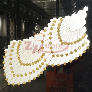 Metal&Oriental White Marble Mosaic Necklace Design