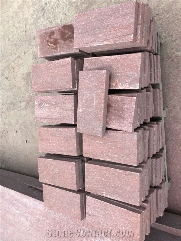 Red Porphyry Paving Stone Flamed Natural Split