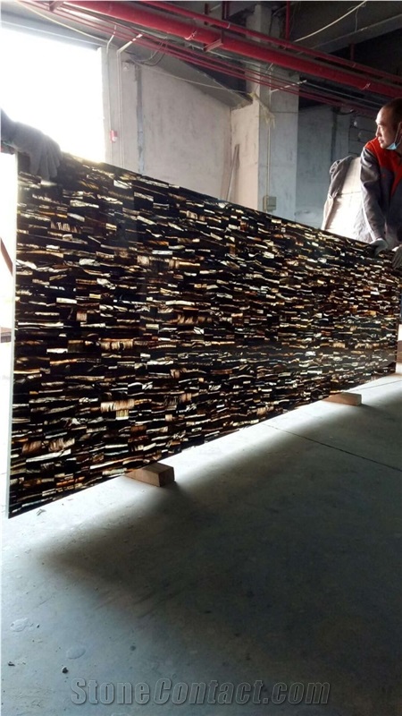 Semiprevious Stone Tiger Eyes Stone Backlit Slab