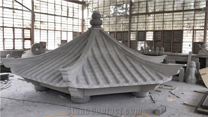 Grey Granite Hexangular Pavilion, Chinese Pagoda