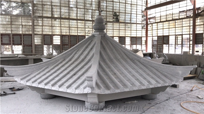 Grey Granite Hexangular Pavilion, Chinese Pagoda