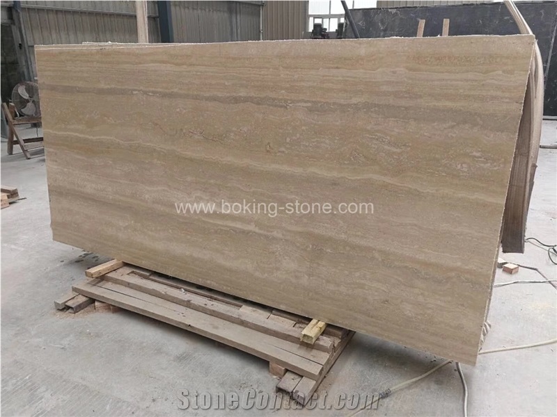 Denizli Beige Travertine Tiles Cream Polished Slab