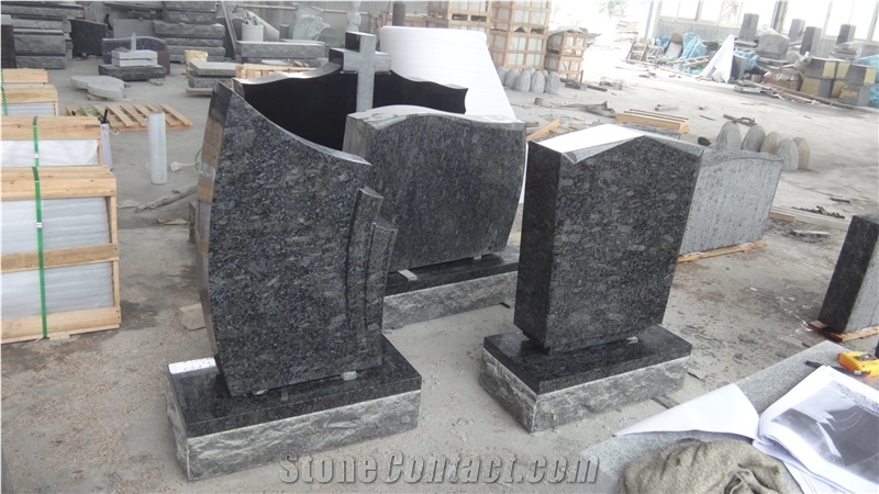 Butterfly Blue Granite Monument Custom