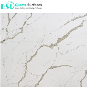 Polished White Quartz Stone Slab with Grey Veins