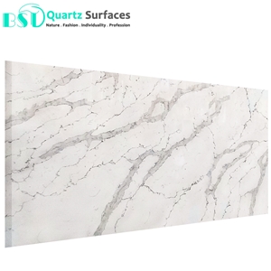 Polished White Quartz Stone Slab with Grey Veins