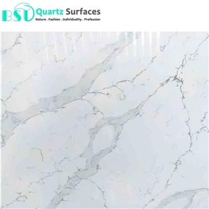 Polished White Quartz Stone Slab with Grey Veins