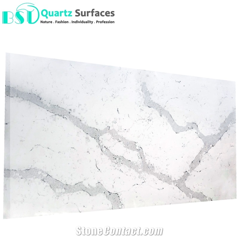 White Calacatta Quartz Stone for Kitchen