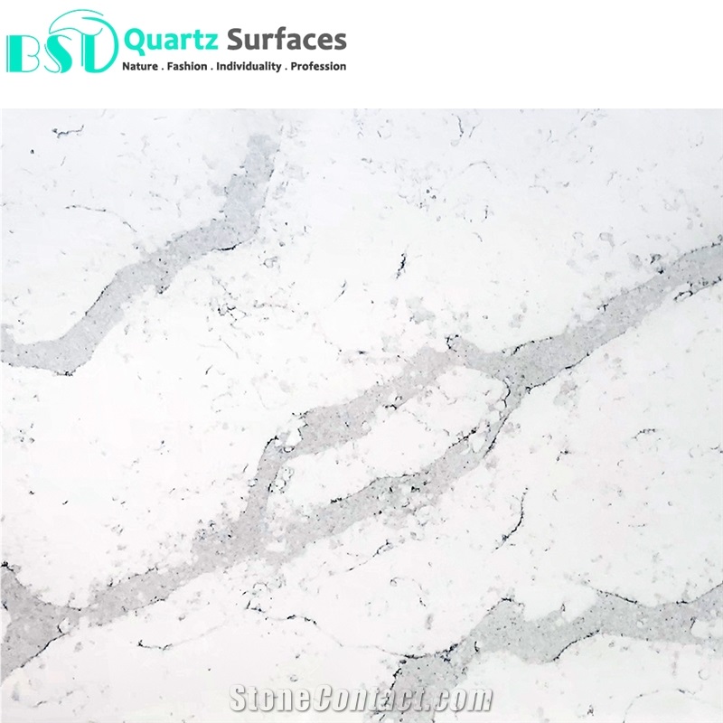 White Calacatta Quartz Stone for Kitchen