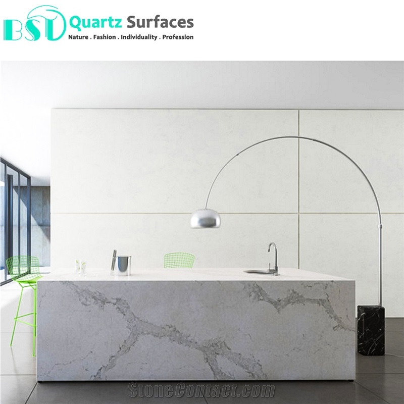White Calacatta Quartz Stone for Kitchen
